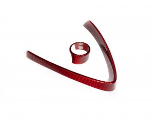 Alfa Romeo Stelvio Front V Shield Grill Frame + Emblem Frame Kit - Carbon Fiber - Red Candy